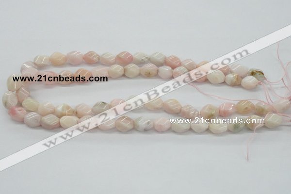 COP06 15.5 inches 9*12mm twisted rice natural pink opal beads wholesale