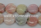 COP08 15.5 inches 16mm flat round natural pink opal beads wholesale