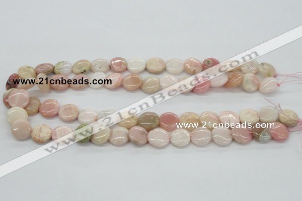 COP09 15.5 inches 14mm flat round natural pink opal beads wholesale