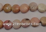 COP1012 15.5 inches 10mm flat round natural pink opal gemstone beads