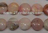 COP1015 15.5 inches 14mm flat round natural pink opal gemstone beads