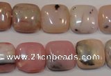 COP1044 15.5 inches 14*14mm square natural pink opal gemstone beads