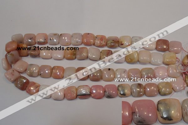 COP1044 15.5 inches 14*14mm square natural pink opal gemstone beads