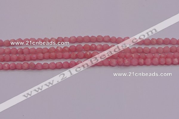 COP1221 15.5 inches 6mm faceted nuggets Chinese pink opal beads