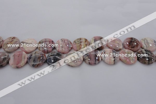 COP1261 15.5 inches 12mm flat round natural pink opal gemstone beads