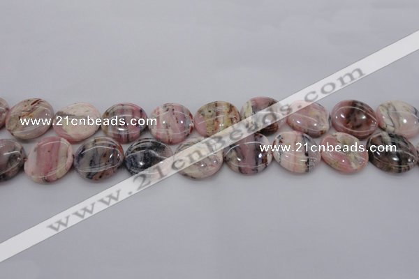 COP1261 15.5 inches 12mm flat round natural pink opal gemstone beads