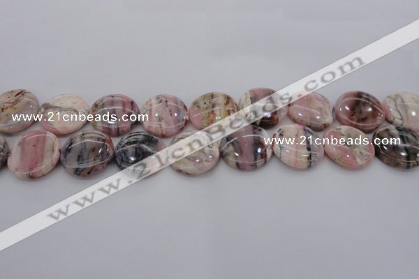 COP1262 15.5 inches 14mm flat round natural pink opal gemstone beads