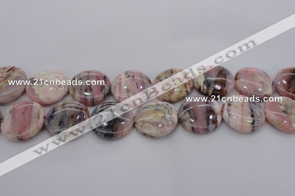 COP1265 15.5 inches 20mm flat round natural pink opal gemstone beads