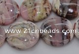 COP1266 15.5 inches 22mm flat round natural pink opal gemstone beads