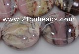 COP1267 15.5 inches 25mm flat round natural pink opal gemstone beads