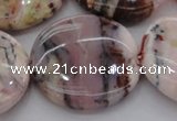 COP1270 15.5 inches 40mm flat round natural pink opal gemstone beads