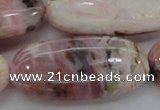 COP1284 15.5 inches 30*60mm oval natural pink opal gemstone beads