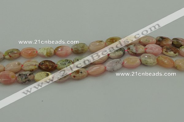 COP1291 15.5 inches 10*14mm oval natural pink opal beads