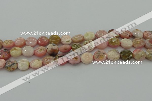 COP1295 15.5 inches 12mm flat round natural pink opal beads