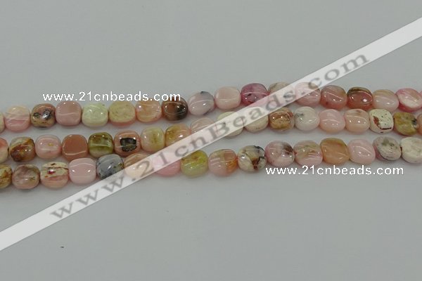 COP1297 15.5 inches 8*8mm square natural pink opal beads