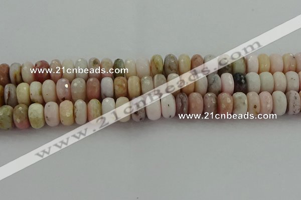 COP1324 15.5 inches 7*12mm faceted rondelle natural pink opal beads