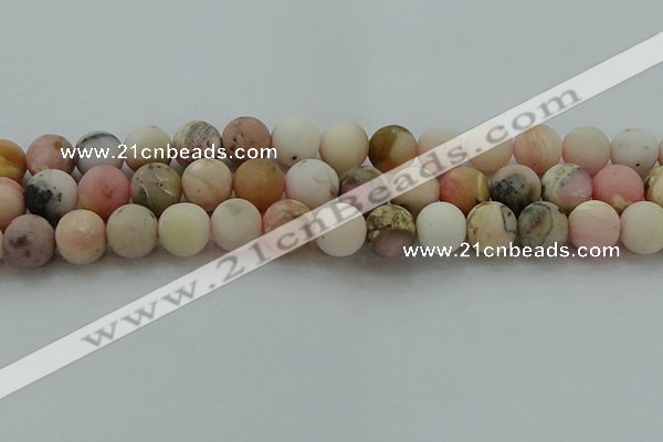 COP1334 15.5 inches 12mm round matte natural pink opal gemstone beads