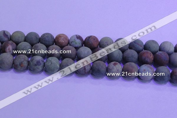 COP1356 15.5 inches 16mm round matte green opal gemstone beads