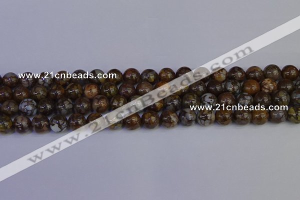 COP1373 15.5 inches 10mm round fire lace opal beads wholesale