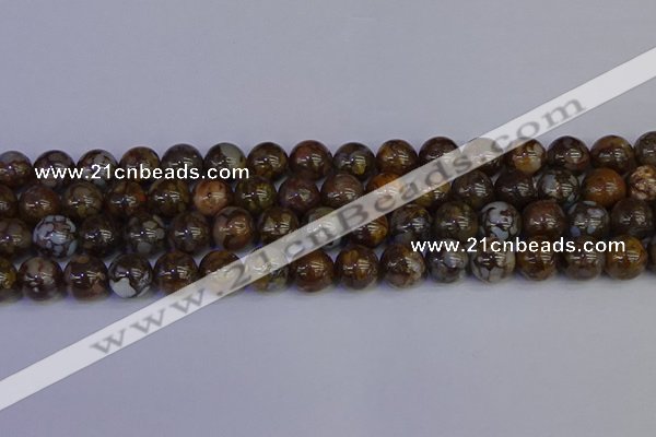 COP1374 15.5 inches 12mm round fire lace opal beads wholesale