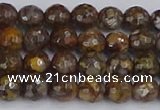 COP1387 15.5 inches 6mm faceted round fire lace opal beads