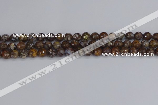 COP1388 15.5 inches 8mm faceted round fire lace opal beads