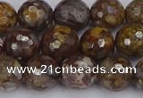 COP1389 15.5 inches 10mm faceted round fire lace opal beads