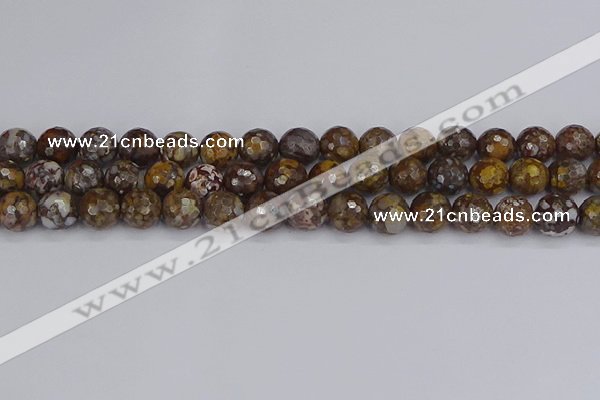 COP1389 15.5 inches 10mm faceted round fire lace opal beads