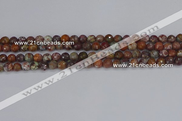 COP1394 15.5 inches 6mm faceted round African green opal beads