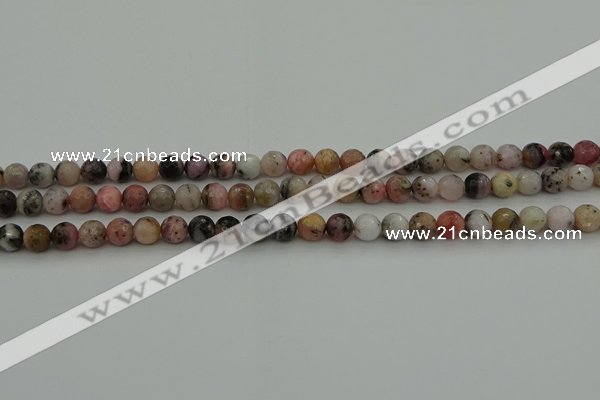 COP1411 15.5 inches 6mm faceted round natural pink opal gemstone beads