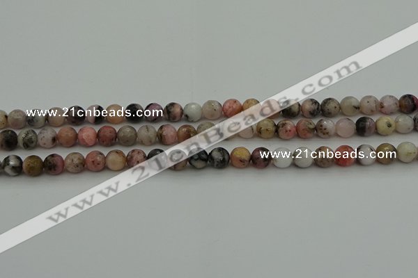 COP1412 15.5 inches 8mm faceted round natural pink opal gemstone beads