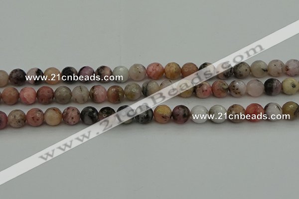 COP1414 15.5 inches 12mm faceted round natural pink opal gemstone beads