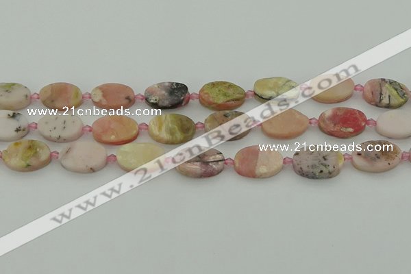 COP1437 15.5 inches 12*18mm oval natural pink opal gemstone beads