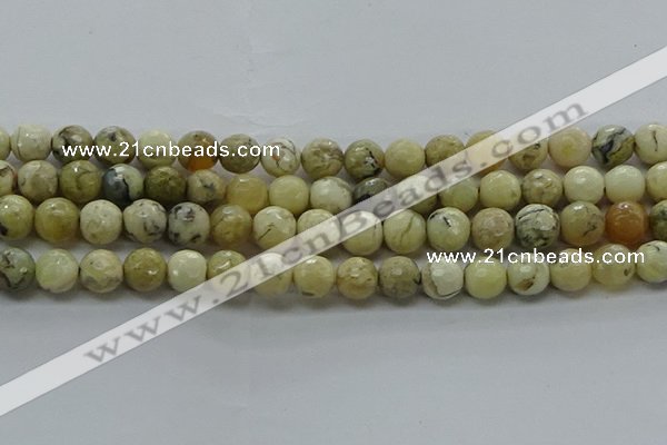 COP1472 15.5 inches 8mm faceted round African opal gemstone beads