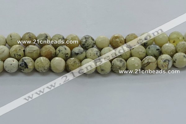 COP1474 15.5 inches 12mm faceted round African opal gemstone beads