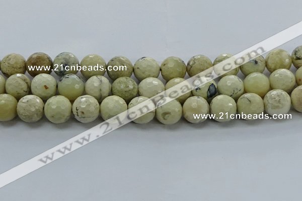 COP1475 15.5 inches 14mm faceted round African opal gemstone beads