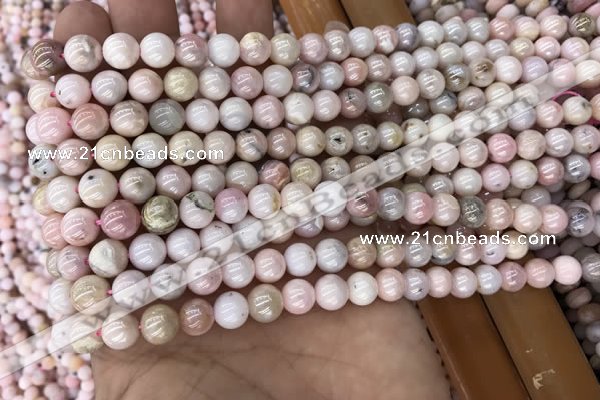 COP1541 15.5 inches 6mm round AB-color natural pink opal beads