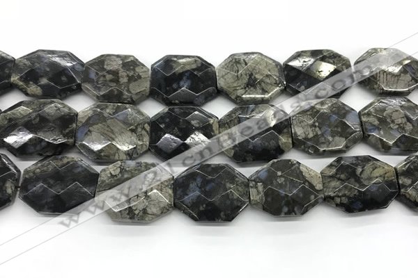 COP1551 25*30mm - 27*32mm faceted octagonal grey opal beads