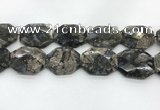 COP1552 30*40mm - 35*45mm faceted octagonal grey opal beads