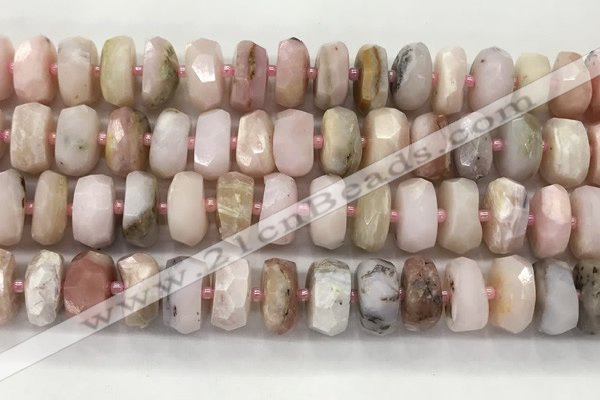 COP1554 15.5 inches 6*13mm - 8*14mm faceted tyre natural pink opal beads