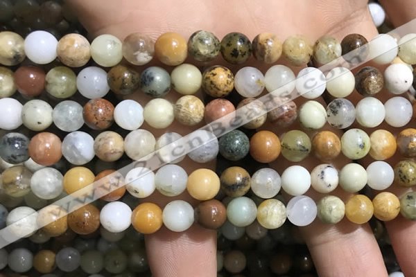 COP1567 15.5 inches 6mm round yellow moss opal beads wholesale