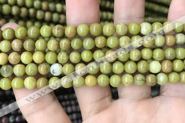 COP1572 15.5 inches 4mm round Australia olive green opal beads