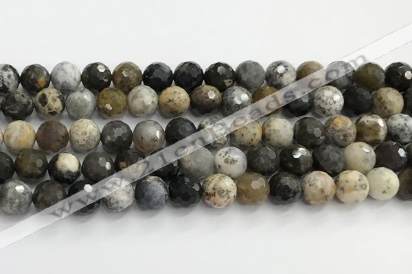 COP1611 15.5 inches 10mm faceted round moss opal beads