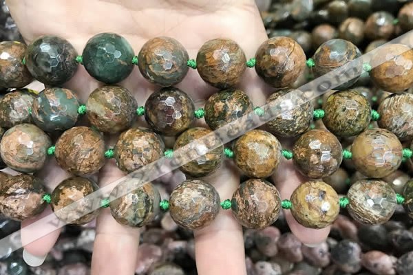 COP1645 15.5 inches 16mm faceted round green opal gemstone beads