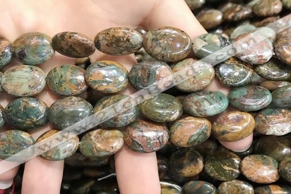 COP1652 15.5 inches 12*16mm oval green opal gemstone beads