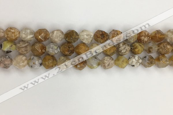 COP1677 15.5 inches 10mm faceted nuggets yellow opal gemstone beads