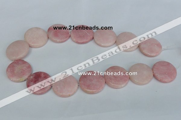 COP168 15.5 inches 30mm flat round pink opal gemstone beads