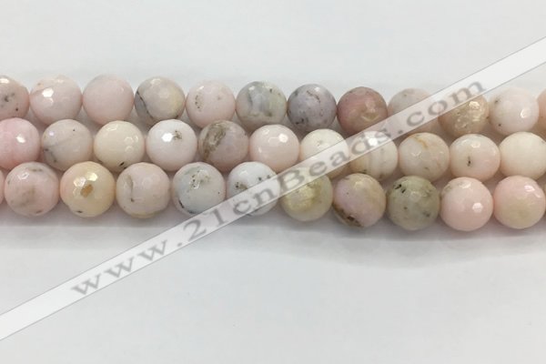 COP1715 15.5 inches 14mm faceted round natural pink opal beads