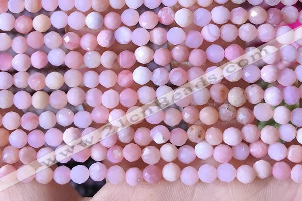 COP1740 15.5 inches 4mm faceted round natural pink opal beads