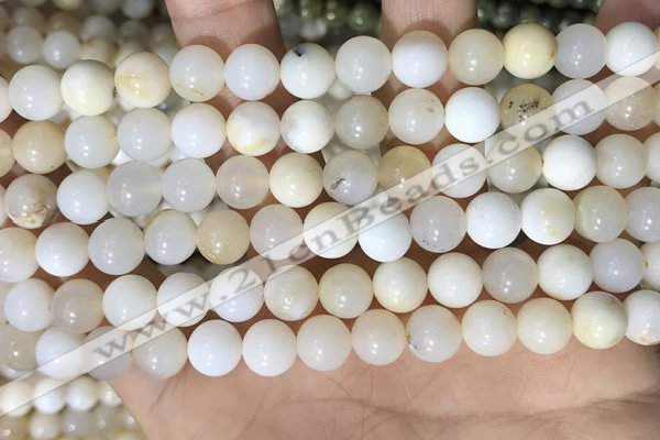 COP1754 15.5 inches 8mm round natural white opal gemstone beads